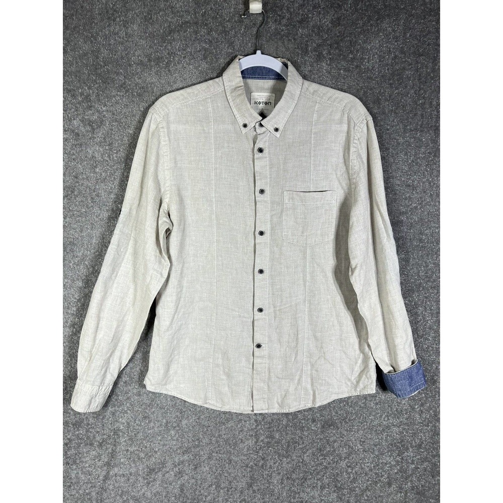 Koton Casual Collection Slim Fit Contrast Cuff Button Down Shirt Mens Size Large